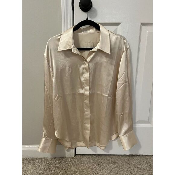 Daily‎ Drills - Champagne Silky Button Down Women's Size XS/S
